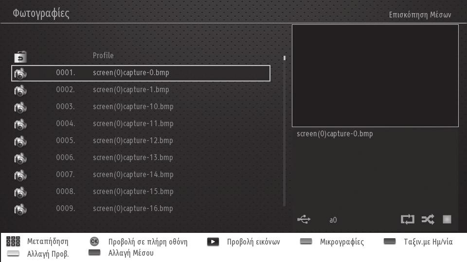 8 Ψυχαγωγία Προβολή φωτογραφιών 1. Πατήστε το κουμπί στο τηλεχειριστήριο. Θα εμφανιστεί η ΕΠΙΣΚΟΠΗΣΗ ΜΕΣΩΝ. 2. Πατήστε τα κουμπιά για να επιλέξετε ΦΩΤΟΓΡΑΦΙΕΣ κι έπειτα πατήστε το κουμπί OK.