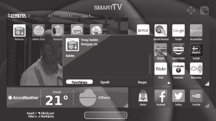 6 Χρήση των δυνατοτήτων της Smart TV Επιλογή Smart TV 1. Πατήστε το κουμπί για να εισάγετε έξυπνη λειτουργία.