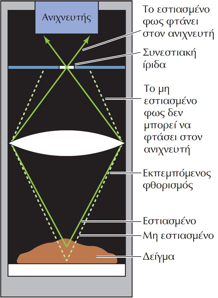 Συνεστιακή Μικροσκοπία (Confocal Microscopy) - Ι Η εικόνα της Συμβατικής Μικροσκοπίας Φθορισμού είναι θολή λόγω μη εστιασμένου φθορισμού.