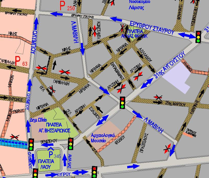 Οδοί ήπιας κυκλοφορίας Οδός Λ. Μαβίλη (τμήμα από Γεωργιάδου έως Ερυθρού ) : Μονοδρόμηση της οδού Λ.
