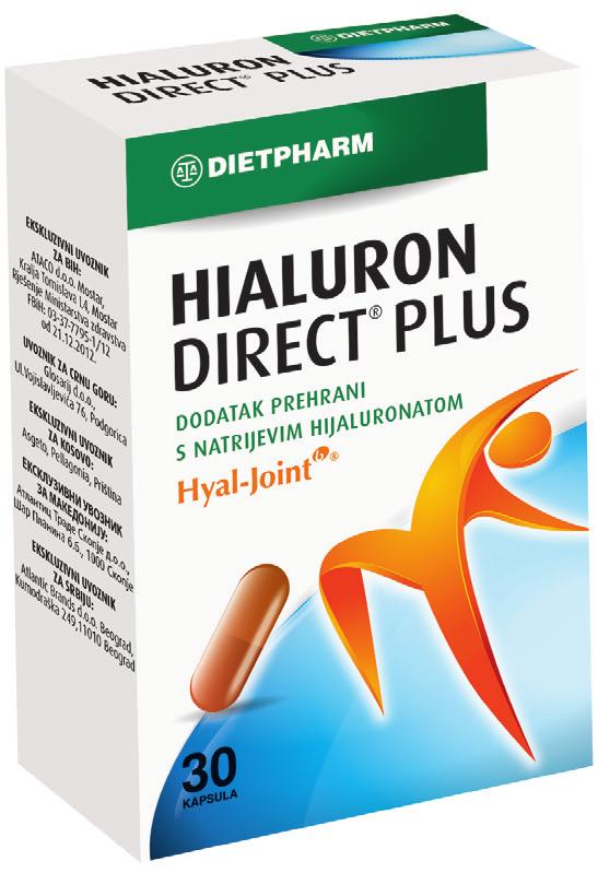 HIALURON DIREKTPLUS Hialuron Direkt Plus rekomandohet te osteoartriti, lëndimi i kërcit të nyjes, ndryshimet degjenerative të nyjeve, te lëvizjet e vështërsuara dhe lëndimet sportive.