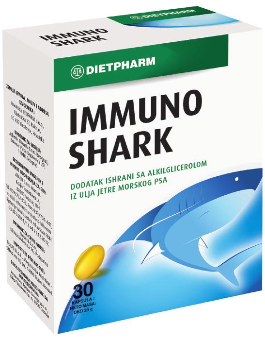 IMMUNO SHARK Substanca aktive është alkylglycerol nga vaji i mëlçisë së peshkaqenit.