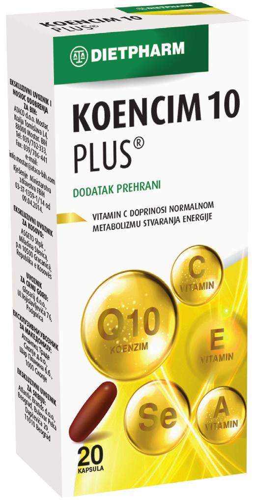 KOENCIM 10 PLUS Vitamina C kontribuon në funksionimin normal të metabolizmit dhe reduktimin e ndjenjës së lodhjes dhe plogështisë.