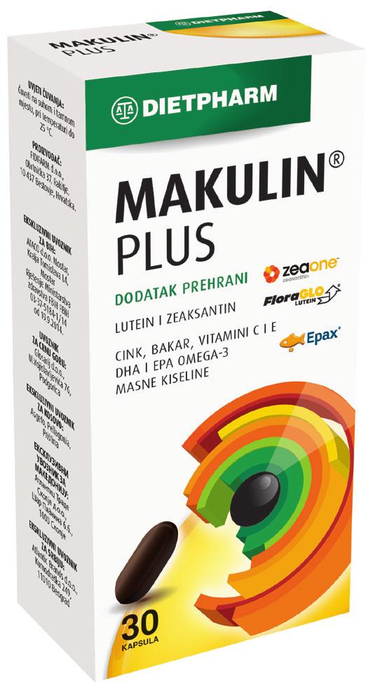 MAKULIN PLUS Makulin Plus rekomandohet te dobësimi i të pamurit, tendosje afatgjatë e syve, ekspozim i rritur ndaj rrezeve UV, degjenerimi makular dhe kataraka.