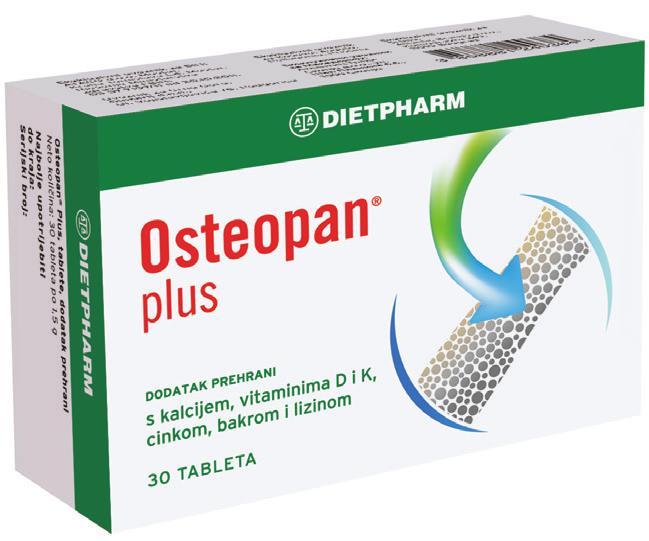 OSTEOPAN plus Osteopan plus rekomandohet në parandalimin e osteoporozës dhe si terapi shtesë te osteoporoza. Kalciumi është i nevojshëm në mirëmbajtjen e dendësisë normale të eshtrave.