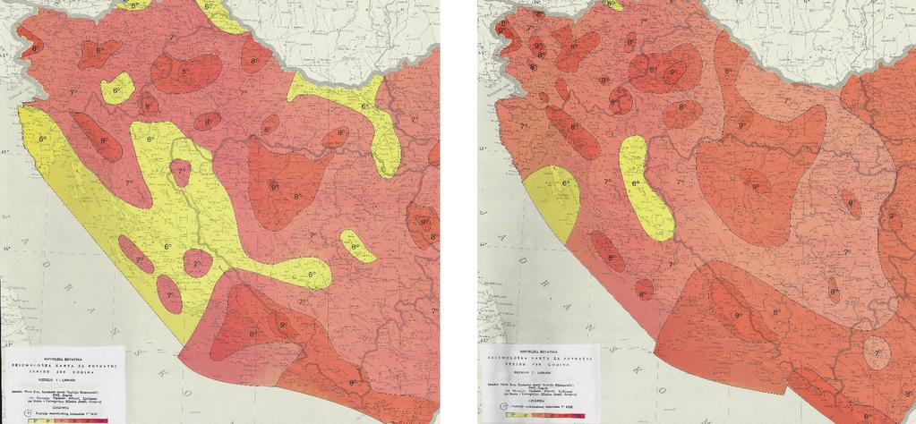 (Medvedev-Sponheuer-Karnik) ljestvice s vjerojatnošću pojave 63%, i za povratna razdoblja 50, 100, 200, 500 godina (izradio g. V. Kuk, rukovoditelj Seizmološke sluţbe Geofizički zavod PMF-a, Zagreb).