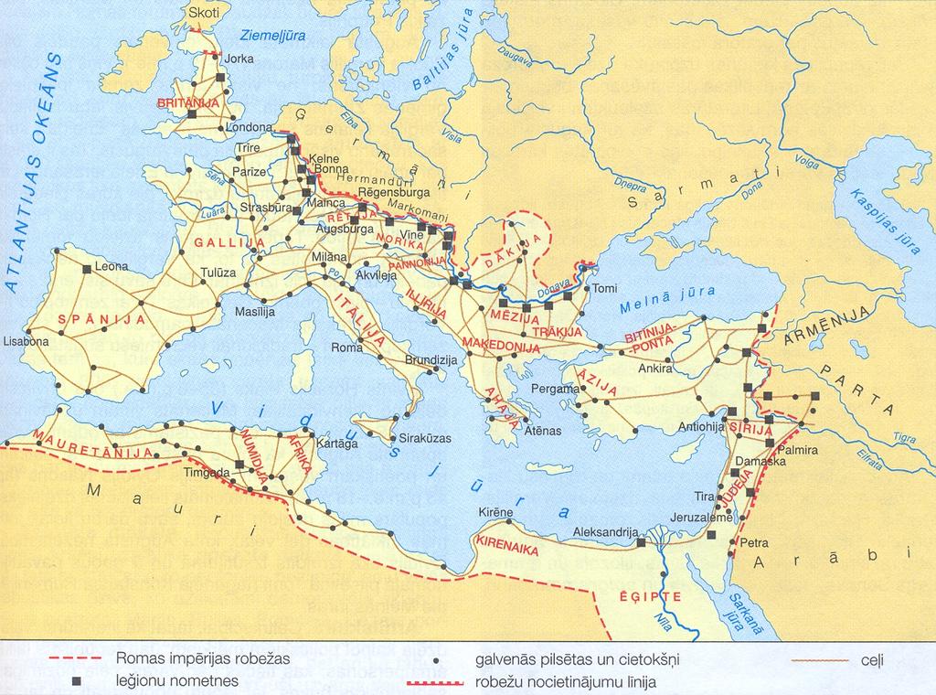 Romas impērija Uzdevums /karte no Izmantojot kartes leģendu un karti, dodiet raksturojumu Romas