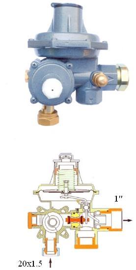 DVOSTUPANJSKI REGULATOR TLAKA (COPRIM, Tip: FLT) Maksimalni ulazni tlak: 18 bar Izlazni tlak: 30-45 mbar Nadtlak zatvaranja: