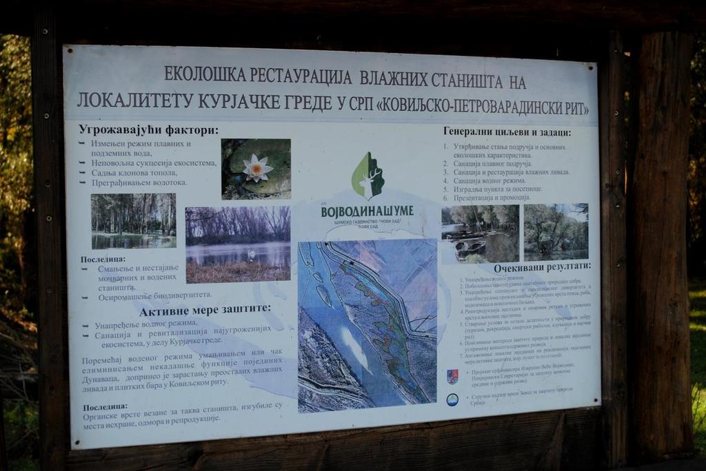 Слика 33. Информативна табла у Рамсарском подручју Ковиљскопетроварадински рит Специјални резерват природе Ковиљско-петроварадински рит проглашен је 1998. године и простире се на површини од 4.840 ha.