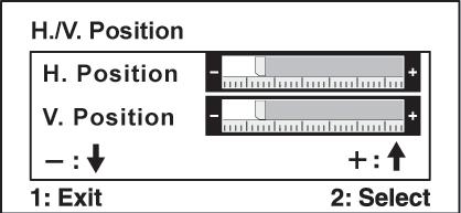 Χειριστήρια Επεξήγηση H./V. Position (Ο./Κ. Θέση (Οριζόντια/Κάθετη Θέση)) μετακινεί την εικόνα στην οθόνη προς τα αριστερά ή δεξιά και πάνω ή κάτω. H. Size (Ο.