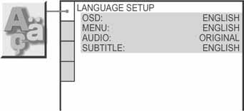 Podešavanje jezika izbornika i dijaloga [LANGUAGE SETUP] Vra anje svih [SETUP] postavki u prvobitno stanje 1 Odaberite [RESET] u koraku 3 i pritisnite ENTER. 2 Tipkama X/x odaberite [YES].