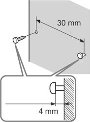 Postavljanje IR prijemnika na zid 1 Ugradite komercijalno nabavljiv vijak u zid tako da izviruje 4 mm. Postavljanje IR odašiljača na zid 1 Okrenite stalak IR odašiljača.
