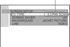 Primjer: [TV TYPE] Otvorenog pokrova. 1 Pritisnite DVD SETUP kad je uređaj zaustavljen. Pojavi se izbornik Setup.