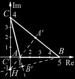 37) даjе исти резултат. Пример 3.4.7. Израчунати висине троугла A(1, 0), B(5, 0), C(0, 4). Slika 3.10: Троугао A = 1, B = 5, C = 4i. Решење. Користимо слику 3.