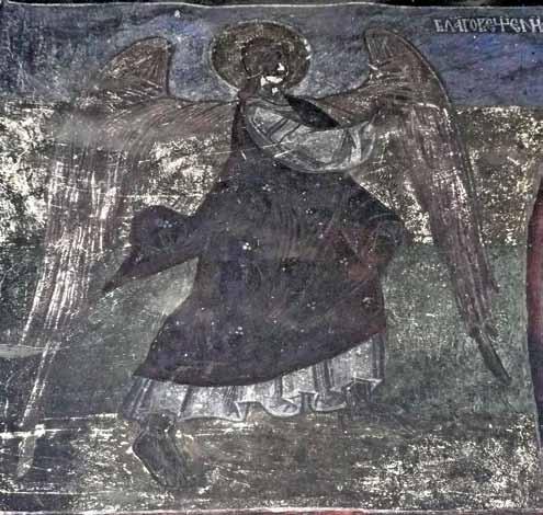 7. Архангел Гаврил од Благовештението, олатр, источен ѕид 7. Archangel Gabriel of the Annunciation, altar, east wall рентиј во Оре о ец (Ма ке донски Брод) од 1595 г. 28 и св.