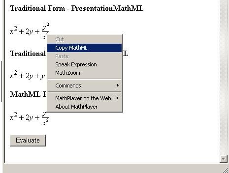 MathML + XHTML Standard form: Traditional form: Traditional form Presentation MathML: <math> <mrow> <msup> <mi>x</mi> <mn>2</mn> </msup> <mo>+</mo> <mrow>