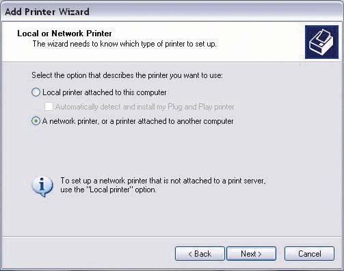 רשת Printer Network בשורת URL יש