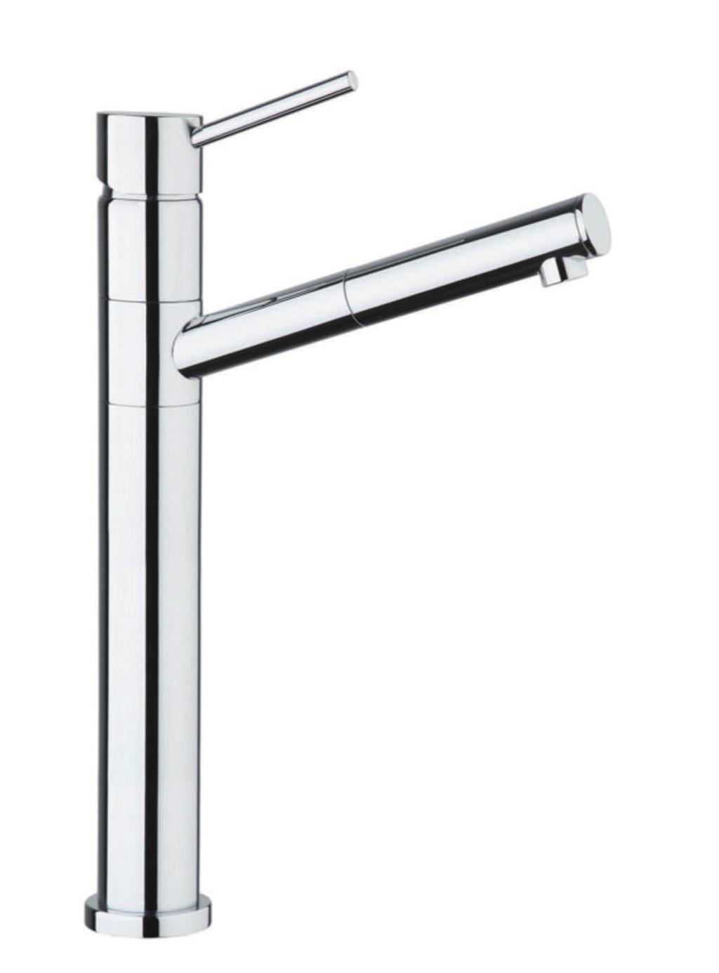 44 CR 5448 Miscelatore lavello con prolunga cm 20, doccetta estraibile, flex cm 70 One hole sink mixer, 20 cm extension, pull-out shower, flex cm 70 Mitigeur évier avec rallonge cm 20,  44 CR