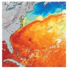 Prenos tepla radiácia - vyžarovanie satelitná termo-snímka západnej časti Atlantického oceánu rozdiel cca 6 ºC Radiácia je proces, pri ktorom látka emituje do