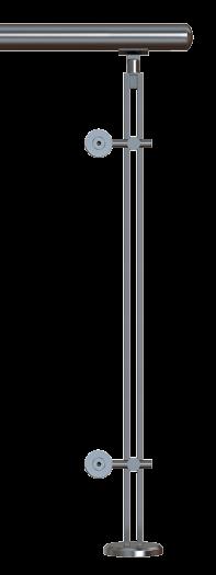 Combination of specially designed double column with glass supports for a delicate result.