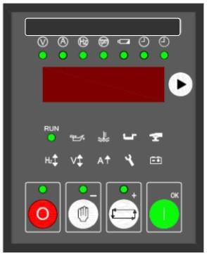 7. FUNCTIILE PANOULUI DIGITAL Panoul de control KP310V1.0 prezinta functii precum pornirea si oprirea generatorului, precum si monitorizarea starii de functionare a generatorului.