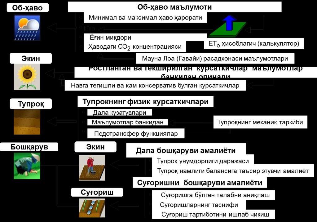 ўсиш ва ривожланиш муҳитини тавсифловчи кўрсаткичлар (агротехнологик тадбирлар шулар ҳисобида)