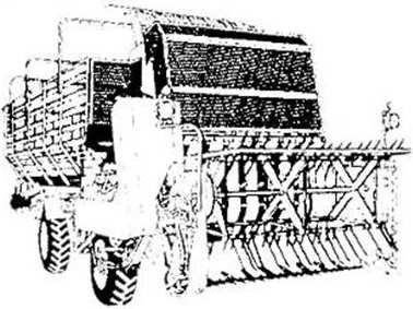 6). Fig. 9.6 Makinë kositëse-ngarkuese Fig. 9.7 Makinë kositëse-ngarkuese-transportuese Mbi shtratin me dy rrota gome janë vendosur organet e punës, organet e rregullimit dhe organet e lidhjes me traktorin.
