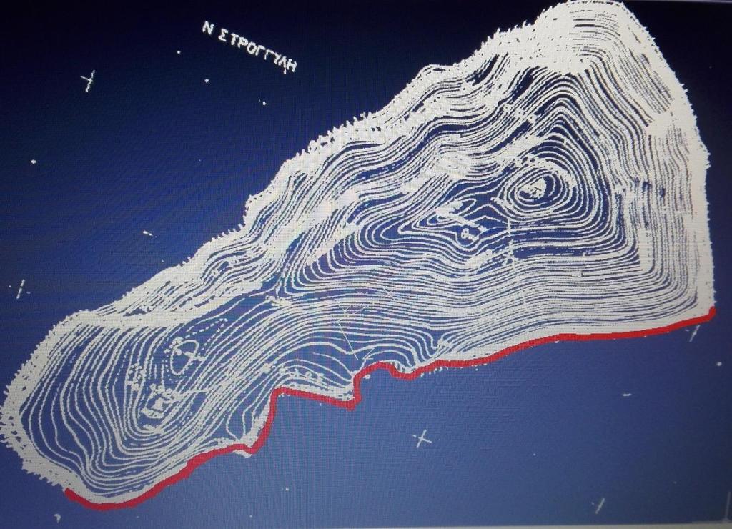 Εικόνα 12 Πηγή: Ιδία επεξεργασία στο πρόγραμμα Google Earth και Αutocad. Απεικόνιση της Νοτιοανατολικής Ακτογραμμής.Απεικόνιση της Νοτιοανατολικής Ακτογραμμής. Απομόνωση της παράκτιας ζώνης.