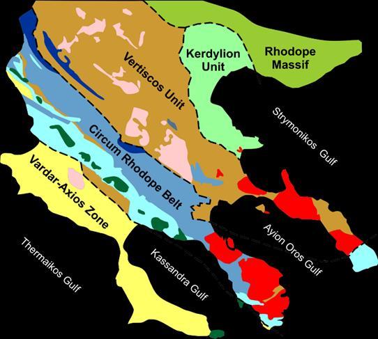2 ΜΕΘΟΔΟΙ ΕΡΕΥΝΑΣ ΥΛΙΚΑ 2.1 ΓΕΩΛΟΓΙΑ ΤΗΣ ΠΕΡΙΟΧΗΣ ΕΡΕΥΝΑΣ 2.1.1 Γεωλογία της ευρύτερης περιοχής Όπως αναφέρθηκε η περιοχή της ΒΑ Χαλκιδικής εντοπίζεται στην ευρύτερη περιοχή της Κεντρικής Μακεδονίας.