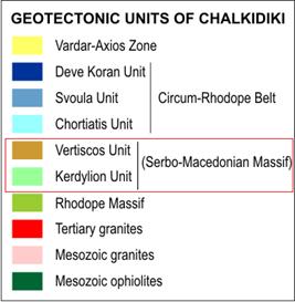 Η πρώτη αποτελείται από την Σερβομακεδονική Μάζα (Serbo-Macedonian Massif), την Μάζα της Ροδόπης (Rhodope massif), ενώ οι δεύτερες χωρίζονται στις: Περιροδοπική ζώνη (Circum Rhodope Belt),