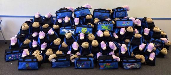 We will be donating our resources to assembling and decorating duffle bags for children going into foster care.