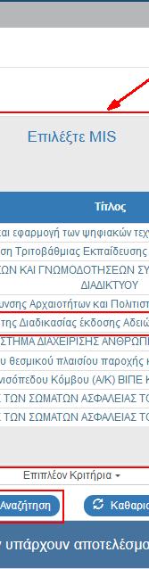 (MIS) στο αντίστοιχο πεδίο