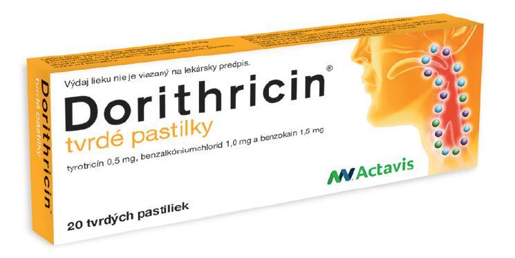 Dorithricin cmúľacie pastilky 0,5 mg/ 1,0 mg/ 1,5 mg - okrúhle, ploché