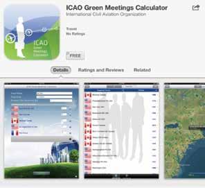 Сл. 5 ICAO Green Meeting calculator, Figure 5 ICAO Green Meeting calculator релевантним кампањама и сл. Апликација је бесплатно доступна од децембра 2011. године (https://itunes.apple.