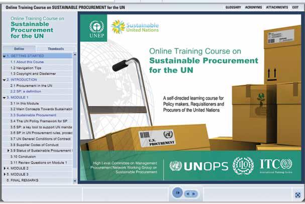 Сл. 6 Онлајн курс о одрживим набавкама (https://www.ungm.org/sptraining/onlinetraining/player.