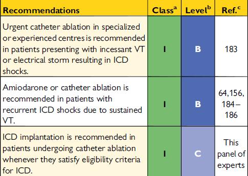 Recommendations for Catheter Ablation Prevention of ventricular tachycardia recurrences in patients with left ventricular