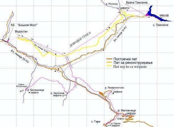 Изградба на нов пат во должина од 0,7 километри од селото Росоки до зафатот на река Росочка. Двата реконструирани патни правци ќе се прошират за 4,4 метри до нова широчина од 7,9 метри.