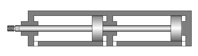 f. Cilindro tándem Mediante dous émbolos unidos a único vástago conséguese case o dobre de forza que con un cilindro normal do mesmo diámetro. g.