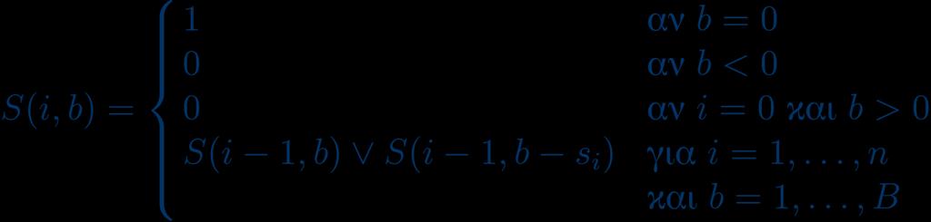 SUBSET SUM και PARTITION Πρόβλημα SUBSET SUM (Άθροισμα Υποσυνόλου): Σύνολο φυσικών Α = {s,, s n } και B, 0 < B < s(a). Υπάρχει X Α με γενίκευση Subset Sum.