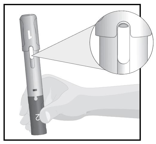 (buric) La cel puțin 3 cm de la ultimul loc de injectare Ștergeți locul de injectare cu tamponul de alcool printr-o mișcare circulară.