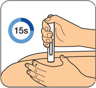 Μην μετακινείτε την προγεμισμένη συσκευή τύπου πένας κατά τη διάρκεια της ένεσης. Βήμα 7: Απομακρύνετε την κενή συσκευή τύπου πένας από το δέρμα.