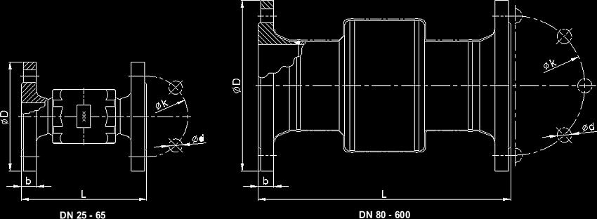 Tablica za Tip IK-P PN16: DN inch Ø D b Ø k Ø d L 25 1 115 16 85 14 100 32 1 1/2 140 16 100 18 105 Iz tablice vidljive su standardne veličine, a sve ostale veličine i izvedbe prema specifikaciji