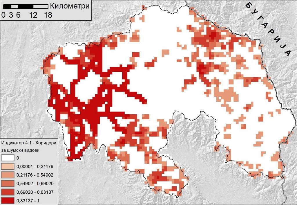 Карта на екплпшка сензитивнпст за сливпт на реката Брегалница Слика 8 - Карта