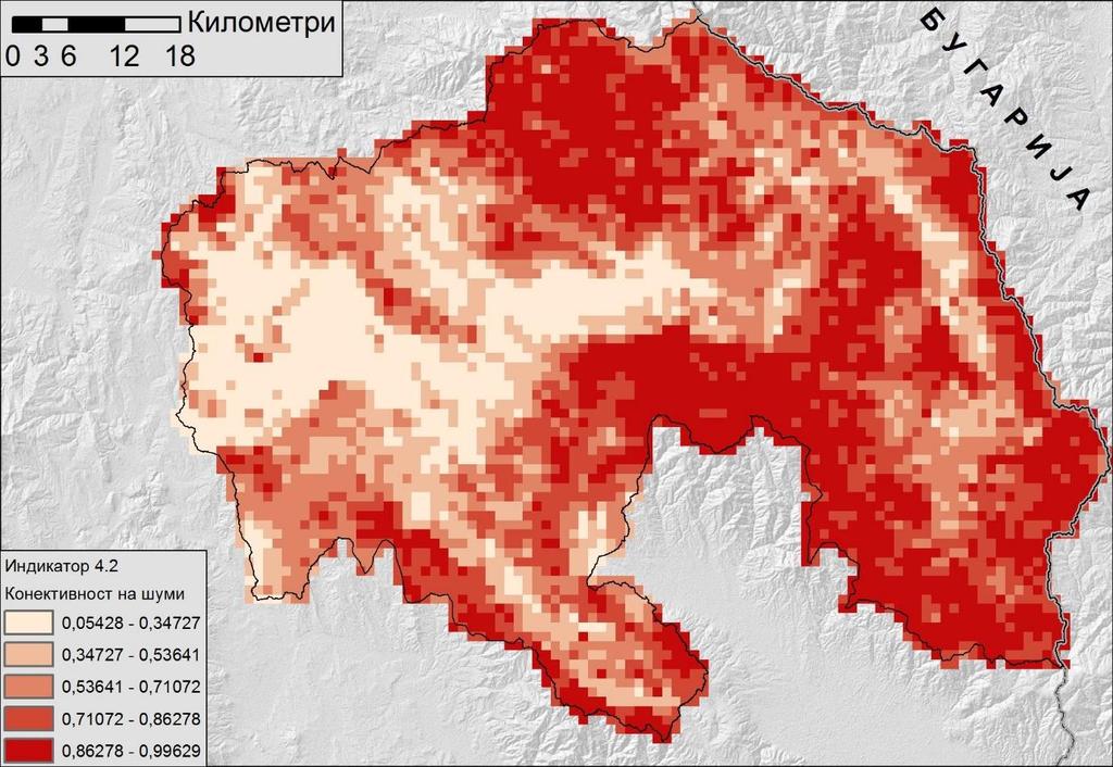 Карта на екплпшка сензитивнпст за сливпт на реката Брегалница Слика 11 - Индикатпр 4.