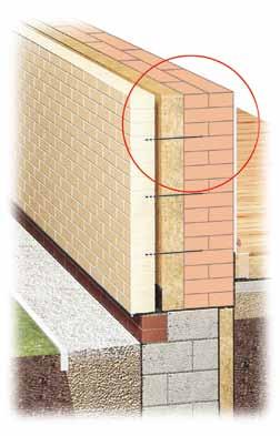 Vëdinamos plytø mûro sienos ðiltinimas árengiant plytø apdailà 4 5 6 8 Izoliaciniø plokðèiø Multirock 5 (+ Wentirock 0 mm) ar Venti Max storiai (mm). Apdailos plytos. Vëdinamas oro tarpas, min. 5 mm.