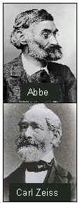 As melloras máis importantes da óptica xurdiron en 1877 cando Abbe publica a teoría do microscopio e por encargo de