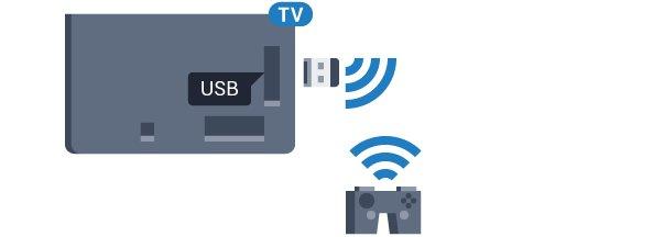 Μπορείτε να συνδέσετε ένα δεύτερο χειριστήριο στη δεύτερη υποδοχή σύνδεσης USB στο πλάι της τηλεόρασης. Μπορείτε, επίσης, να χρησιμοποιήσετε το χειριστήριο για να ελέγχετε το δείκτη.