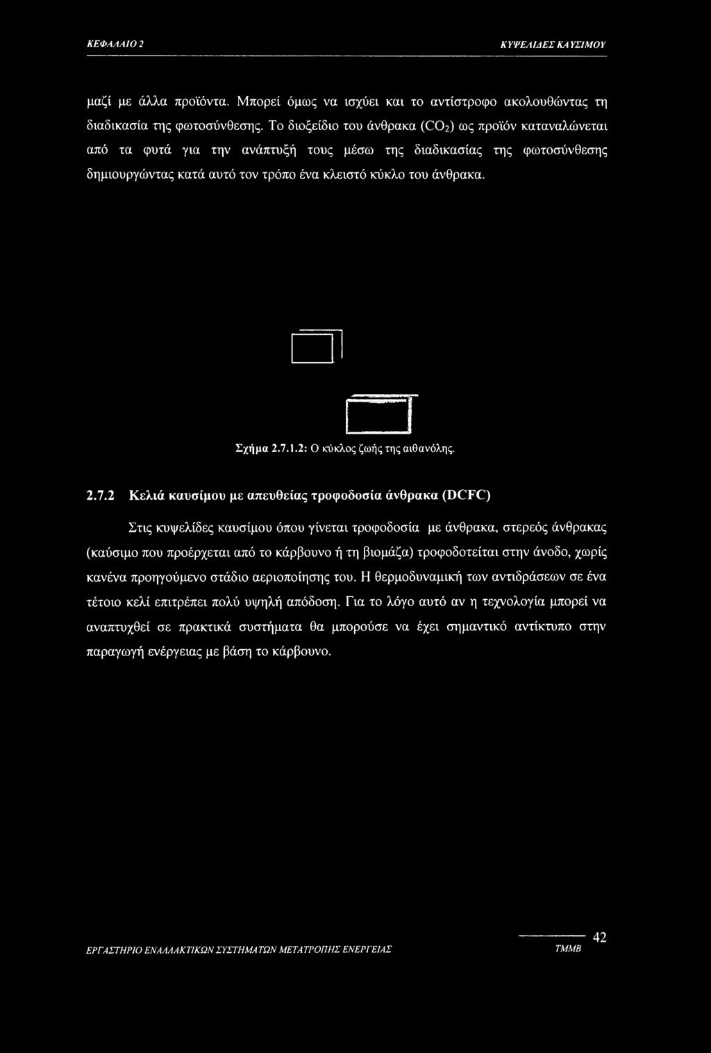 7.1.2: Ο κύκλος ζωής της αιθανόλης. 2.7.2 Κελιά καυσίμου με απευθείας τροφοδοσία άνθρακα (DCFC) Στις κυψελίδες καυσίμου όπου γίνεται τροφοδοσία με άνθρακα, στερεός άνθρακας (καύσιμο που προέρχεται