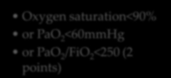 saturation<90% or PaO 2 <60mmHg or PaO 2 /FiO