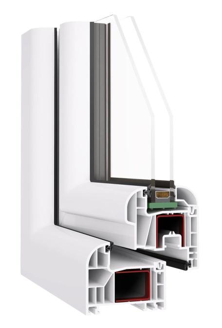 Špecifikácia: Okná sú vyrobené zo špičkového 6 komorového profilového systému Avantgard Ovlo, s nadštandardnou konštrukčnou šírkou rámu 80 mm a silnou zatvorenou oceľovou výstužou v ráme, ktorá